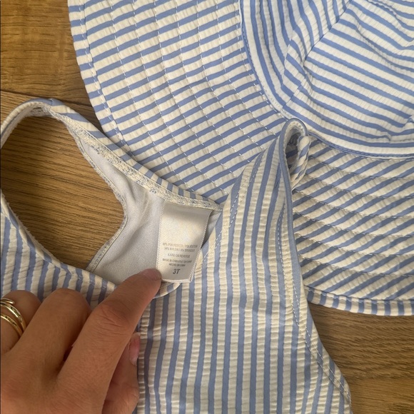 Ruffle Butts Seersucker 3-Piece Swimsuit Set - Picture 3 of 3